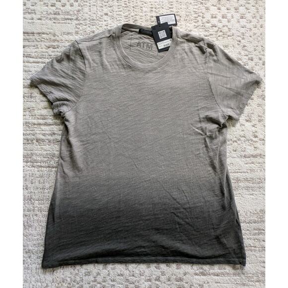 ATM Anthony Thomas Melillo Textured Ombre Dip Dye Tee Concrete Gunmetal - Medium - Picture 1 of 11